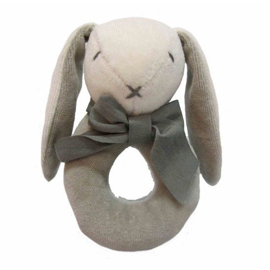 Hochet Lapin Gris en Coton Bio