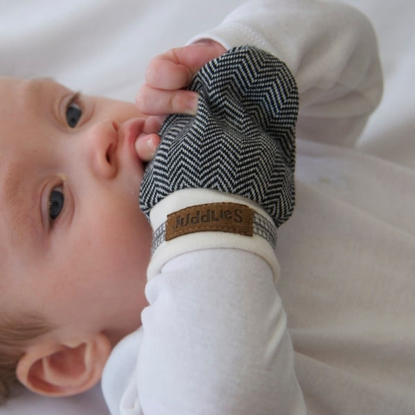 Moufles de Naissance en Coton Bio - Noires