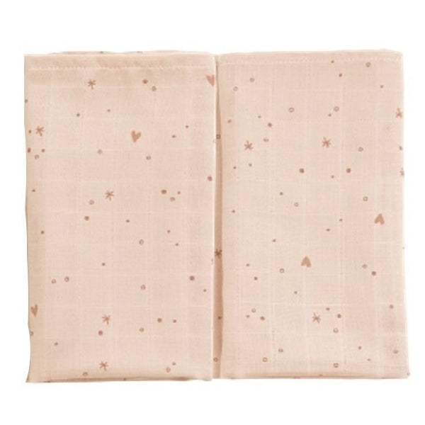 Lot de 2 Langes 70x70cm en Coton Bio - Pink Sparkle